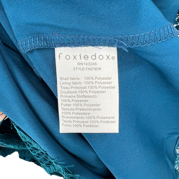 NEW Foxiedox Gloria Lace Tea Length Dress in Teal Anthropologie FA979DR - Picture 12 of 13